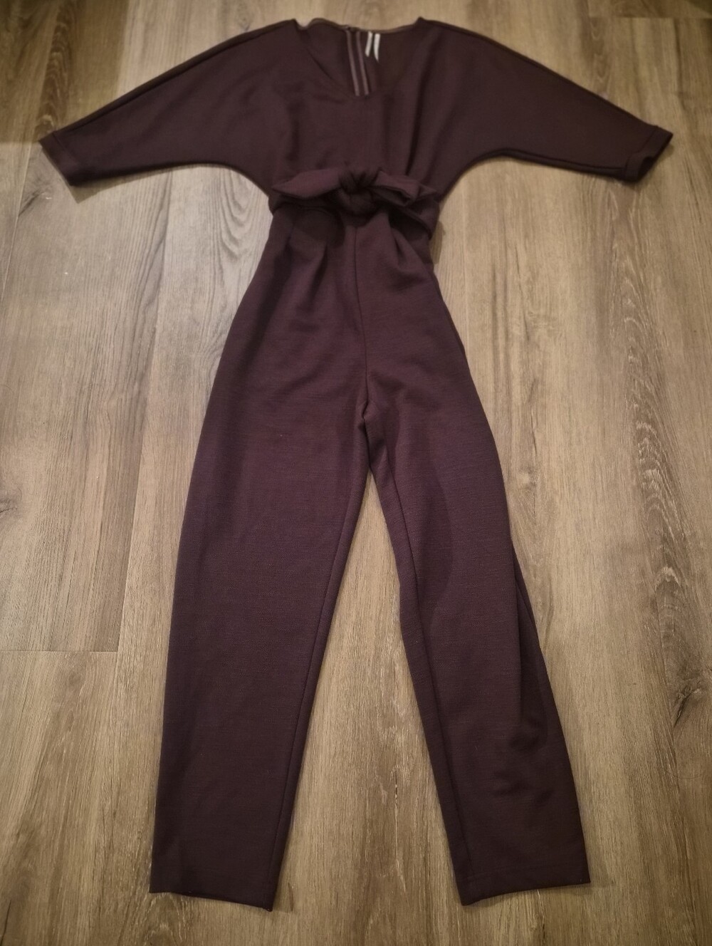 Anthropologie Plum Jumpsuit with Waist Tie XS
